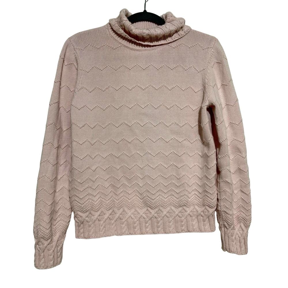 Petite Sophisticate Womens Chunky Knit Pink Sweater Angora Rabbit Turtleneck L
